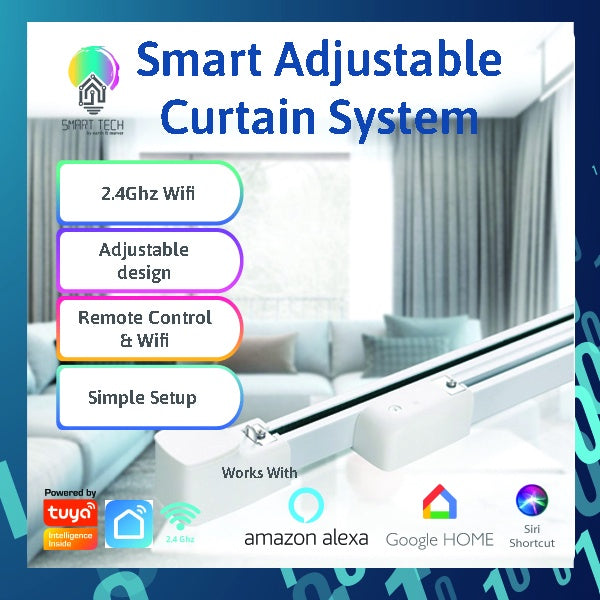 SMART TECH® Tuya WiFi Smart Curtain Track Motor System with adjustable track
