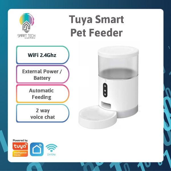 (local stock) Smart Tech Tuya Smart Pet Feeder 4L | Dog & Cat Automatic Pet Feeder | |1YRWARRANTY | AC or Battery | Two Way Audio | Smart Schedule