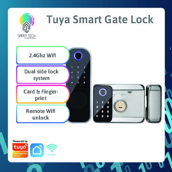 SMART TECH® Biometric Tuya Smart Door Lock Aluminium Alloy WiFi Wireless Fingerprint Password RFID Card Key App Unlock Digital Locks