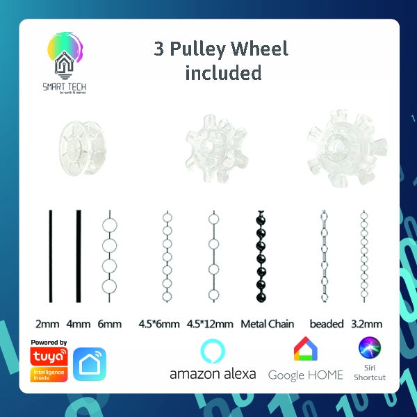 SMART TECH® Tuya Smart Roller Blind motor and remote with or without backup battery AC wall power