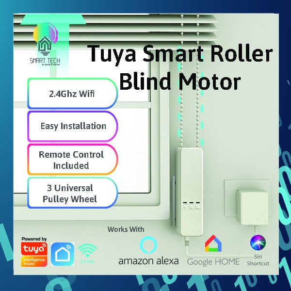 SMART TECH® Tuya Smart Roller Blind motor and remote with or without backup battery AC wall power