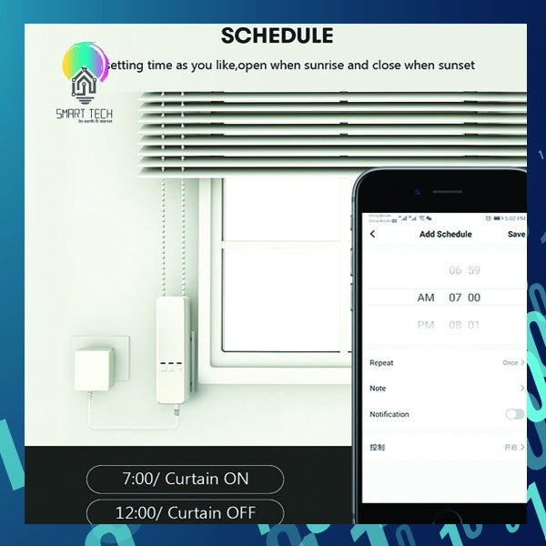 SMART TECH® Tuya Smart Roller Blind motor and remote with or without backup battery AC wall power