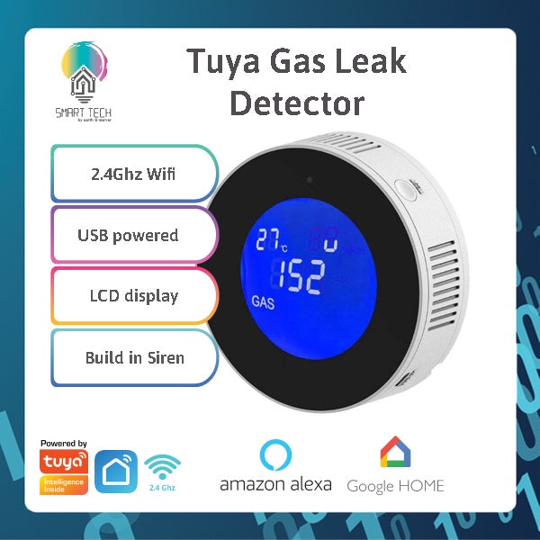 SMART TECH® Tuya Smartlife WiFi Natural Gas Leak Detector Detection Alarm Carbon Monoxide & Explosive Gas Detector USB