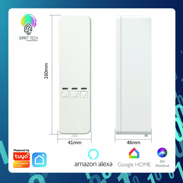 SMART TECH® Tuya Smart Roller Blind motor and remote with or without backup battery AC wall power