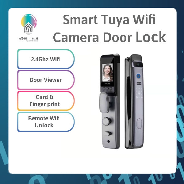 SMART TECH® Tuya WIFI Biometric Smart Door Lock with door viewer