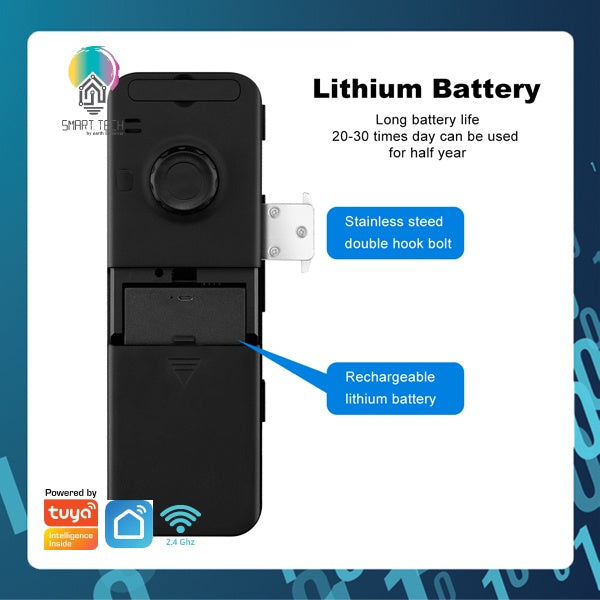 (Local Stock) Tuya / Smartlife App Biometric RFID Card Fingerprint Facial Recognition Smart Face Glass Door 8 to 12mm Lo