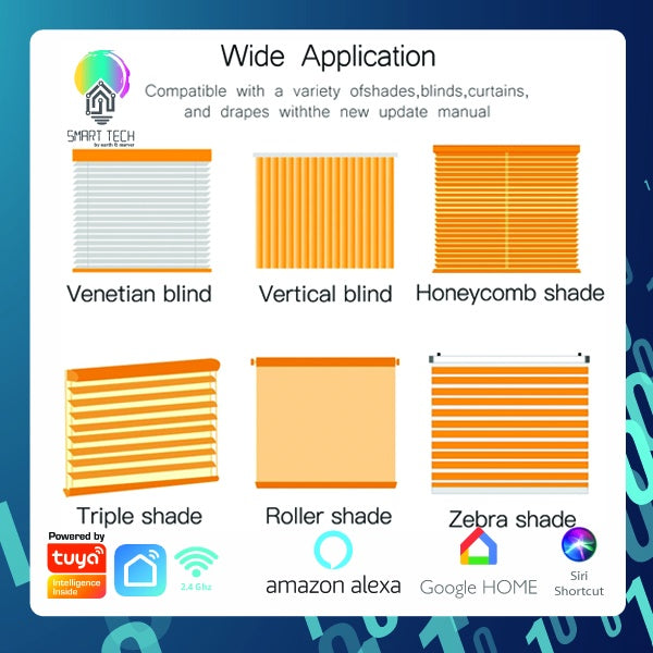 SMART TECH® Tuya Smart Roller Blind motor and remote with or without backup battery AC wall power