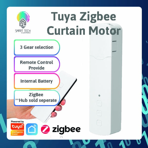 SMART TECH® Tuya Zigbee Roller Blind - internal Battery - Smart Motorized Chain Driver Pull Bead Electric Curtain