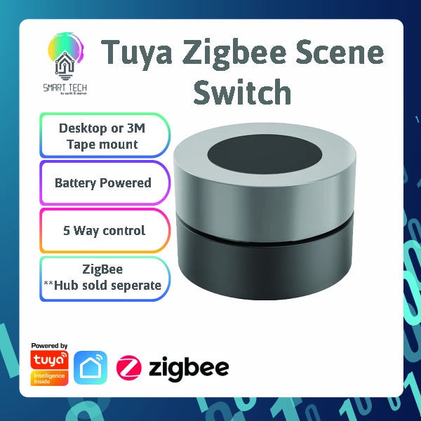 SMART TECH® Tuya ZigBee Smart Knob Wireless Scene Switch Button Controller Battery Powered Automation Scenario for Tuy