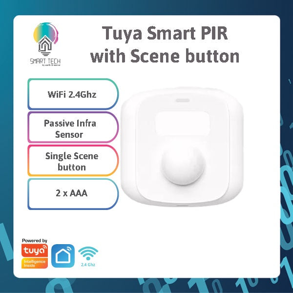 SMART TECH® Smart Tuya WiFi PIR Motion Detector Human Detection Infrared Sensor with Single Scene Button /Motion Sens