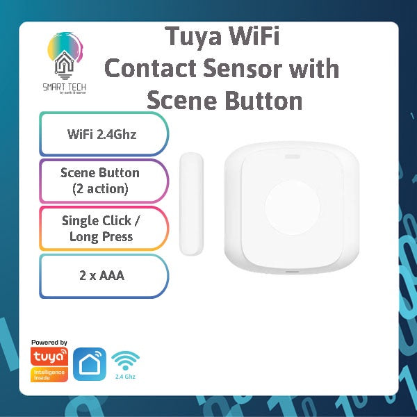 SMART TECH® Tuya Smart WiFi Contact Sensor with Scene Button