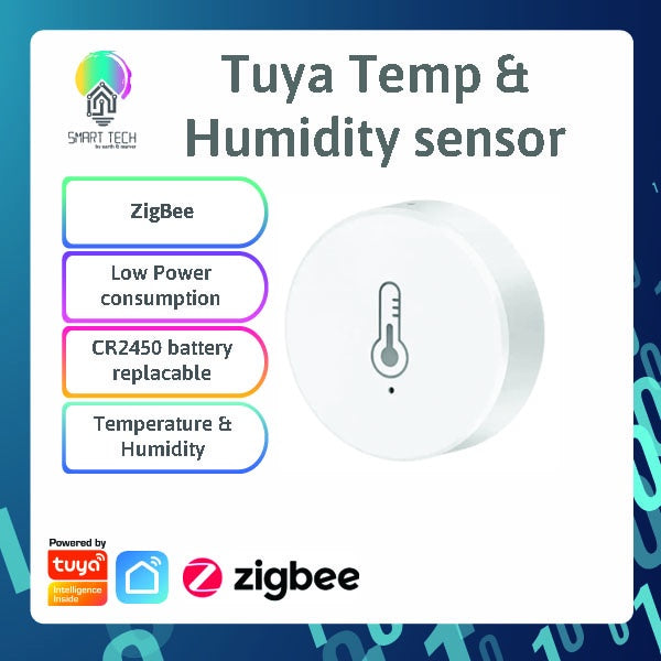 SMART TECH® Tuya Smart Room Remote Zigbee Control Humidity And Temperature Sensor Battery power Tuya Smart life