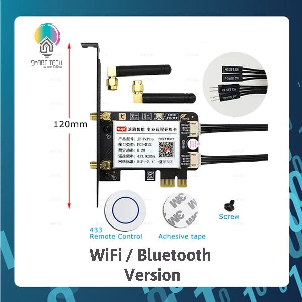 SMART TECH® Tuya Smart WiFi or Zigbee PCIe Computer switch. With Child lock and RH433Remote for start and stop