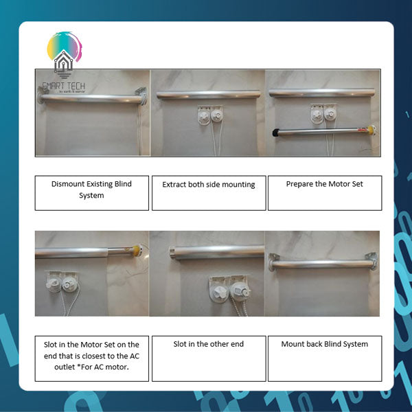 SMART TECH® Tuya Smart WiFi Custom Cut Roller Blind motor solution system