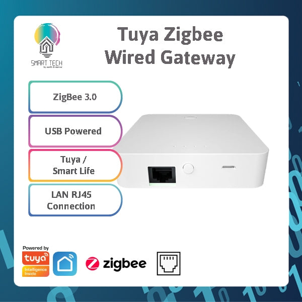 SMART TECH® Tuya Smart Zigbee Gateway with RJ45 Wired LAN Gateway USB Power SmartLife Tuya