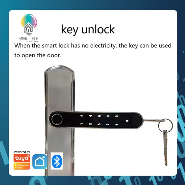 ( Local Stock ) HDB Gate Lock Smart Tech Tuya Smart Bluetooth Dual Fingerprint Gate lock