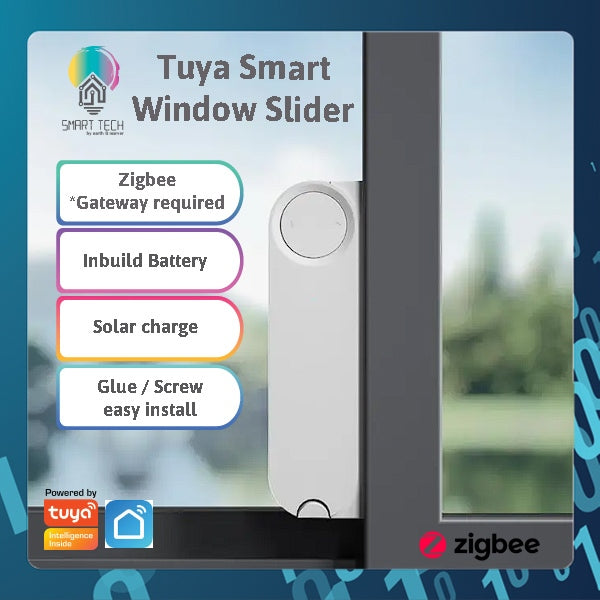 🇸🇬 SMART TECH® Tuya Smart Zigbee Window or Door Slider, Tuya Smartlife, Battery powered and Solar charged, Alexa Google