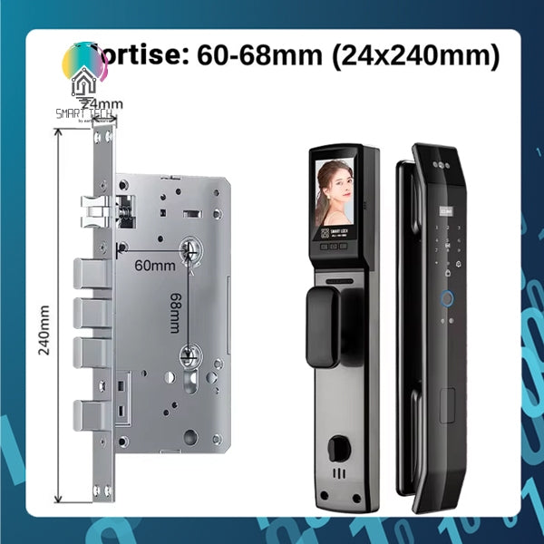 Smart Tech Tuya Smart WiFi 2.4Ghz 3D Facial Door lock with Key Card , Fingerprint , Pin Code , Peep Hole