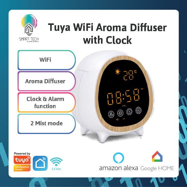Smart Tech Tuya / Smartlife Aroma Diffuser with Clock , Alarm , Weather , Temperature WiFi 2.4Ghz