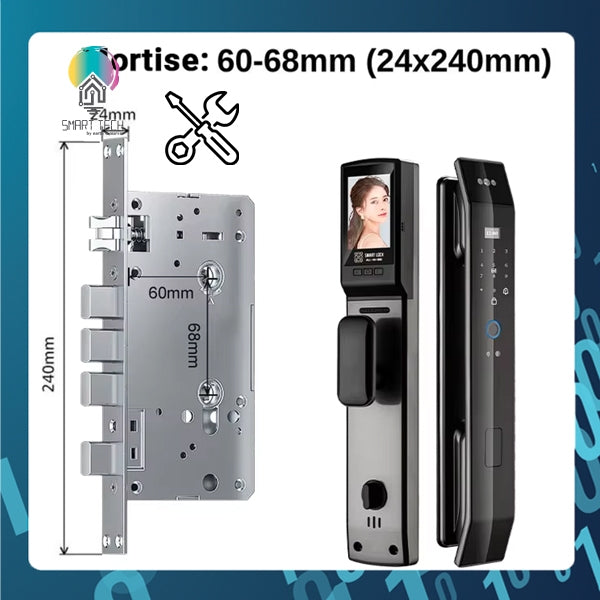 Smart Tech Tuya Smart WiFi 2.4Ghz 3D Facial Door lock with Key Card , Fingerprint , Pin Code , Peep Hole