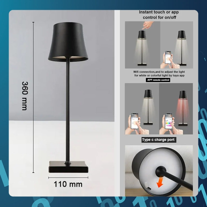 Smart Tech Ambient Table Lamp With Adjustable Brightness, Changeable Colours Type C charging