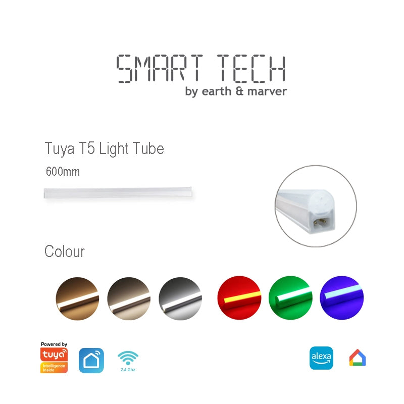 Smart Tech Tuya Smart T5 RGBCW LED Light Strips – 600mm, 900mm, 1200mm | WiFi Control | 220V | 3000K–6000K Adjustable