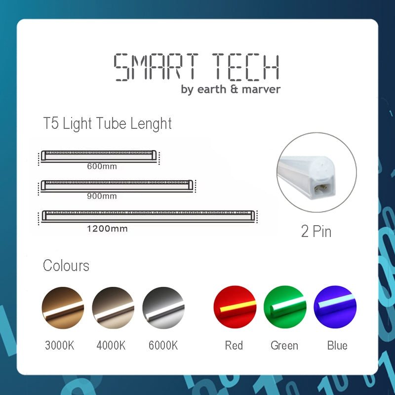 Smart Tech Tuya Smart T5 RGBCW LED Light Strips – 600mm, 900mm, 1200mm | WiFi Control | 220V | 3000K–6000K Adjustable