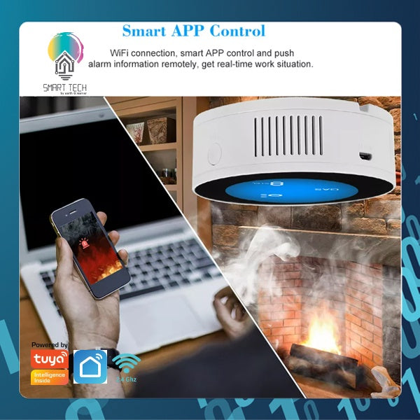 SMART TECH® Tuya Smartlife WiFi Natural Gas Leak Detector Detection Alarm Carbon Monoxide & Explosive Gas Detector USB
