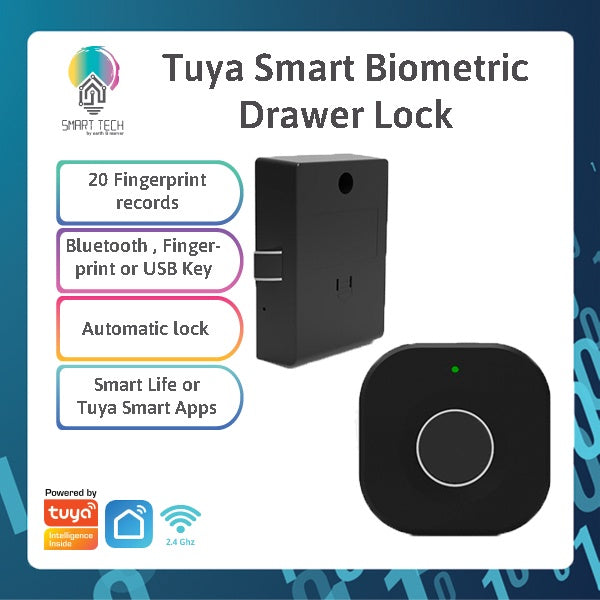 SMART TECH®  Tuya / Smart life Smart Fingerprint Bluetooth smart cabinet drawer lock tuya