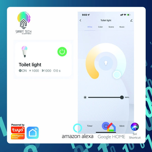 SMART TECH® Tuya Smart Bulb RGB + Warm White