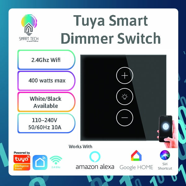 SMART TECH® Tuya / Smartlife Touch Wifi dimmer Switch UK Smart Life Remote Timer Electrical Wall glass Control Work wi