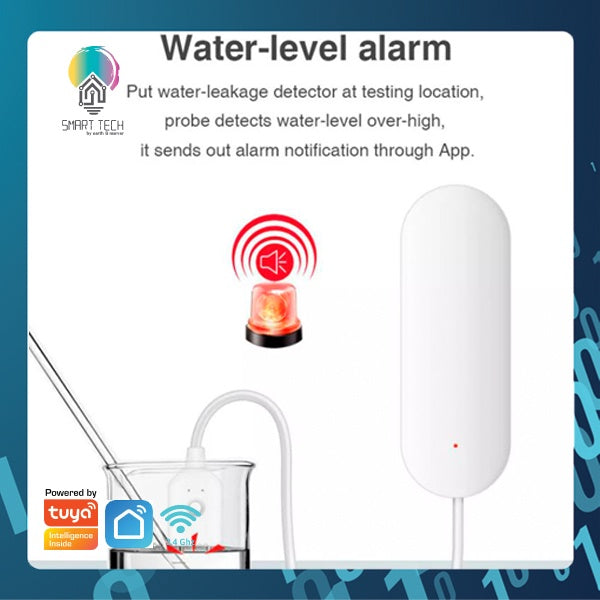 SMART TECH® WIFI Tuya Water Flood Sensor with Low-battery Detection Smartlife AAA Battery