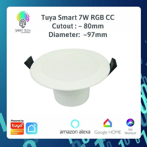 SMART TECH® Tuya Wifi / Zigbee RGBCW LED Smart Downlight Dimmable - RGB Warm white and Cool White