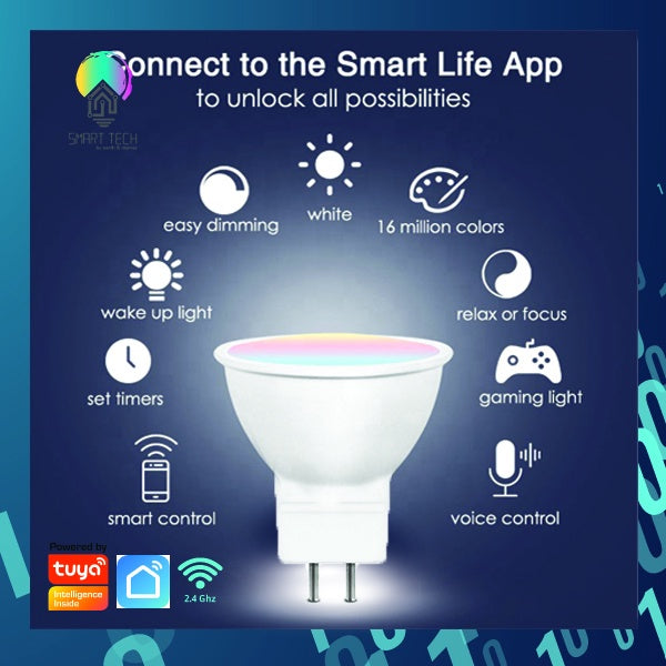 SMART TECH® Wifi Smart MR16 5W Light Bulb RGBCW LED  Coolwhite Warmwhite