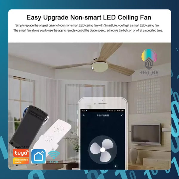 SMART TECH®  WIFI Smart Ceiling Fan Controller Light smartlife Speed Remote Control Switch Work With Alexa Google Home