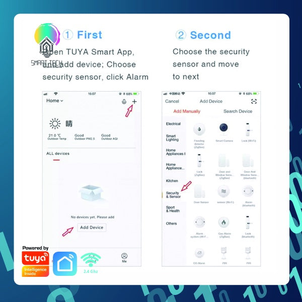 SMART TECH® Tuya SmartLife Smart WiFi Smoke Alarm Fire Protection Smoke Detector Smoke house Combination