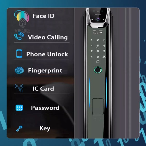 SMART TECH® Tuya Smart Wifi Face Recognition Smart Door Lock With Camera