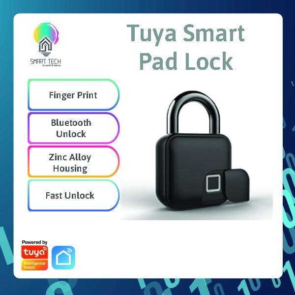 SMART TECH® Tuya / Smart life Bluetooth Waterproof smart Fingerprint padlock locker for door padlock bike lock