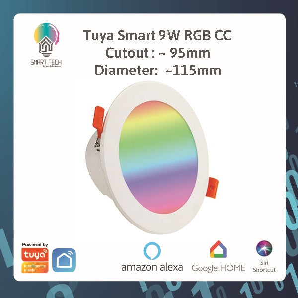 SMART TECH® Tuya Wifi / Zigbee RGBCW LED Smart Downlight Dimmable - RGB Warm white and Cool White