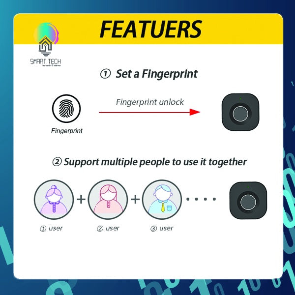 SMART TECH®  Tuya / Smart life Smart Fingerprint Bluetooth smart cabinet drawer lock tuya