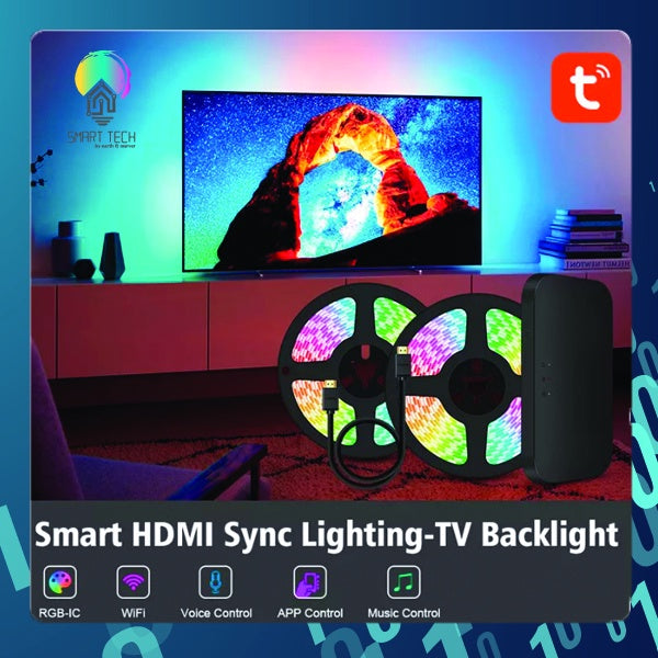 SMART TECH®  Tuya / Smartlife Ambient LED Strip Light Sync Box Support 4K/HDR/GAME/TV BOX/Alexa Google Smart Voice Cont