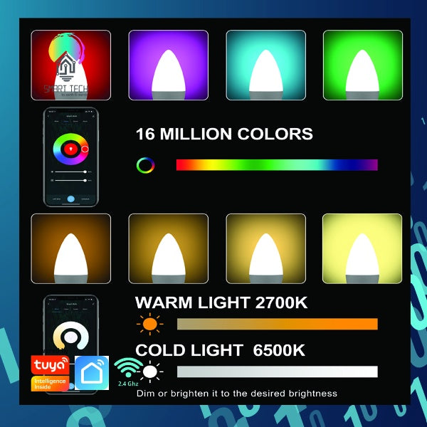 SMART TECH® Tuya Smart Bulb RGB + Warm White