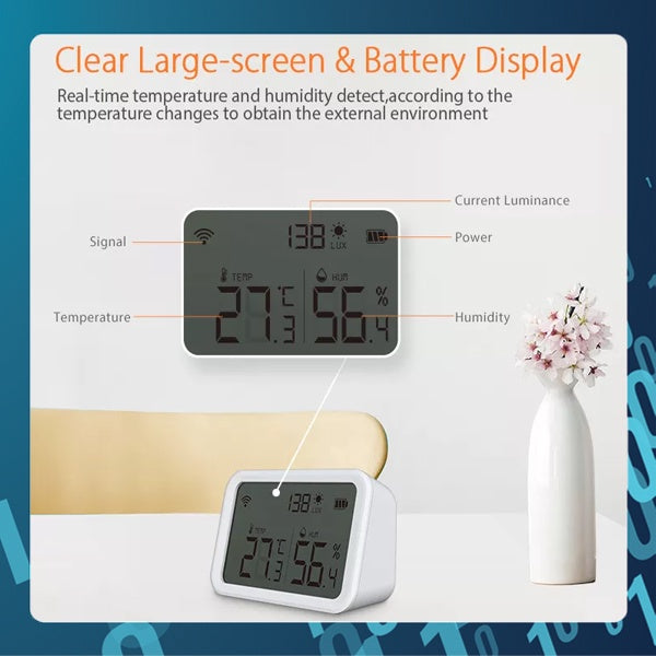 SMART TECH®  Tuya Smart ZigBee Bluetooth Mesh Brightness Thermometer Sensor Light Temperature Humidity Detector