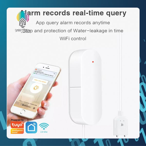 SMART TECH® WIFI Tuya Water Flood Sensor with Low-battery Detection Smartlife AAA Battery