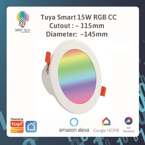 SMART TECH® Tuya Wifi / Zigbee RGBCW LED Smart Downlight Dimmable - RGB Warm white and Cool White