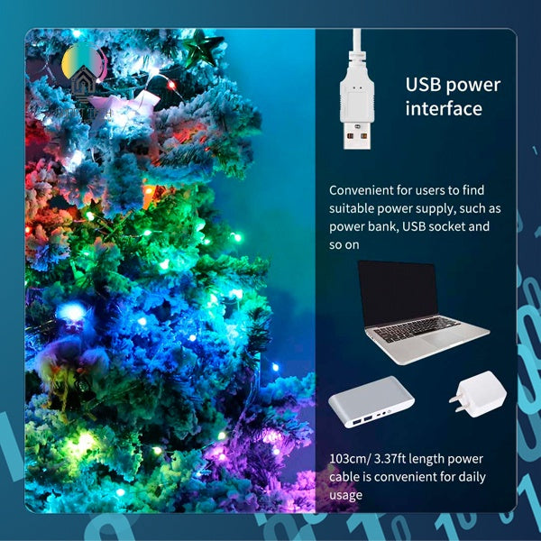 SMART TECH® Tuya WIFI Fairy Light/ Angel Light USB  Lights App Remote Control Music Sync RGB LED String Lights