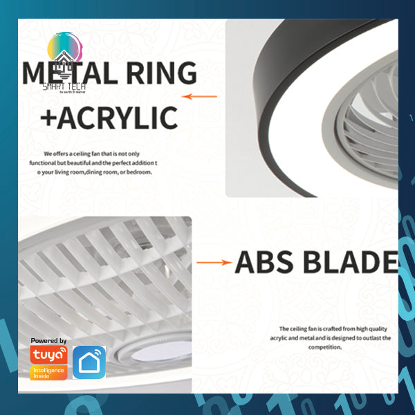 Tuya Smart Fan DC Motor 3 Blade Ceiling Fan with 3 Tone LED Light Kit and Remote Control / IOS Android Tuya Smartlife