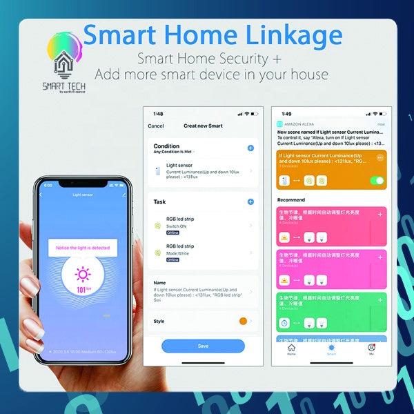 SMART TECH® Tuya / Smart life WiFi Light sensor - USB power