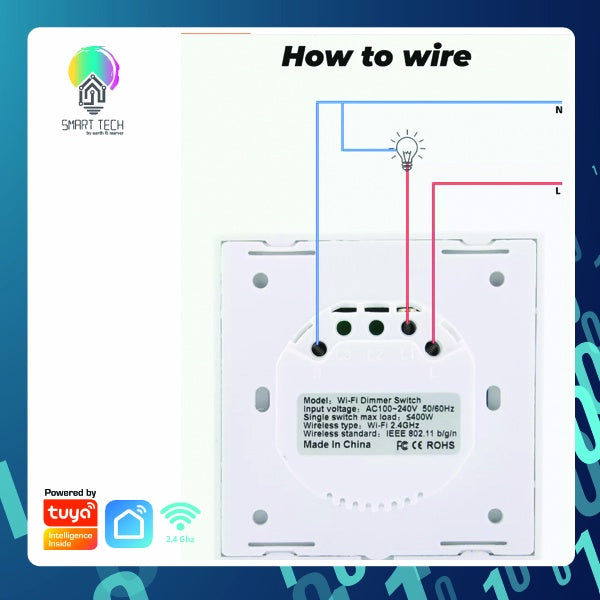 SMART TECH® Tuya / Smartlife Touch Wifi dimmer Switch UK Smart Life Remote Timer Electrical Wall glass Control Work wi