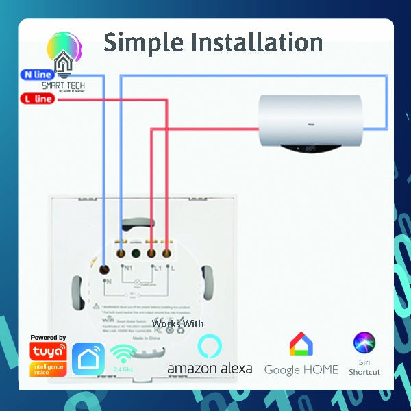 SMART TECH® Tuya Smart Wifi or Zigbee Water Heater Switch Boiler 20A